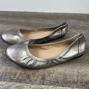 206 Collective Metallic Leather Ballet Flats Pewter Women’s Size 8.5